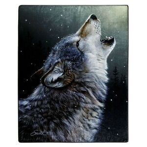 Howling Wolf Throw Blanket Plush Night Sky 50" X 60" Super Soft NEW